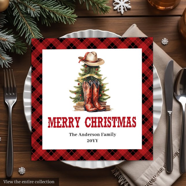 Servilleta De Papel De Cena Western Cowboy Country Christmas Paper Napkins (Western Cowboy Country Christmas Paper Napkins)