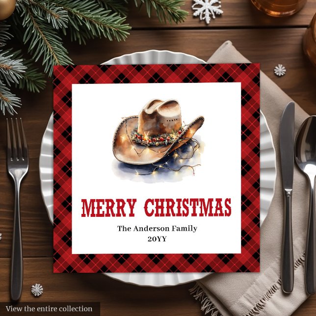 Servilleta De Papel De Cena Western Red Black Check Holiday Paper Napkins (Western Red Black Check Holiday Paper Napkins)
