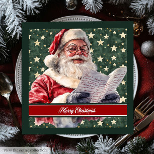 Servilleta De Papel De Cena Whimsical acuarela Santa Claus Napkins Gift