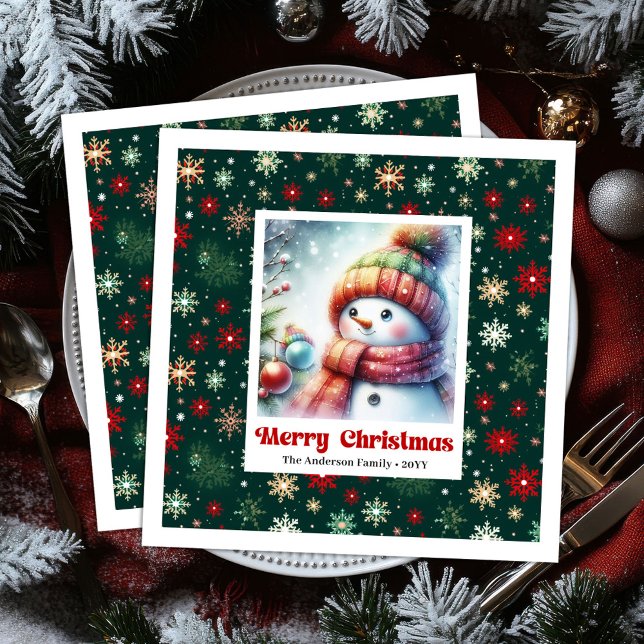 Servilleta De Papel De Cena Whimsical Christmas Snowman Napkins Editable Party (Whimsical Christmas Snowman Napkins Editable Party Napkins

)