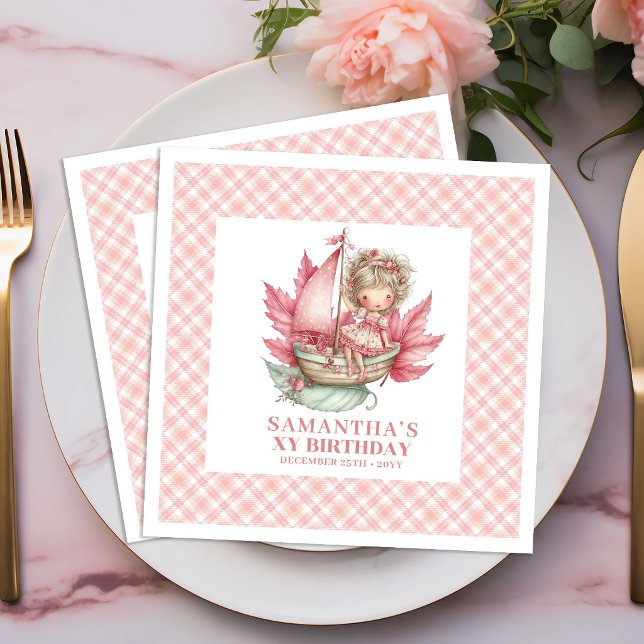 Servilleta De Papel De Cena Whimsical Fairy Girl Birthday Blush Pink napkins (Whimsical Fairy Girl Birthday Blush Pink napkins)