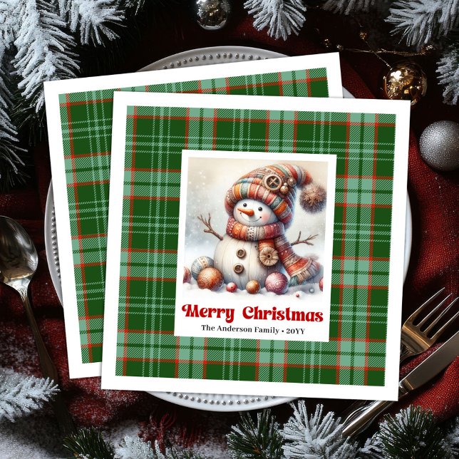 Servilleta De Papel De Cena Whimsical Fun Christmas Snowman Editable Napkins  (Whimsical Fun Christmas Snowman Editable Napkins )