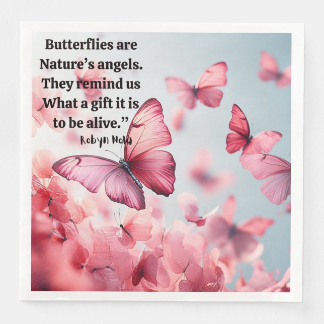 Servilleta De Papel De Cena Whimsical Pink Butterflies Napkin (Anverso)