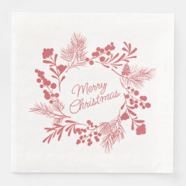 Servilleta De Papel De Cena White Christmas Wreath Napkin – Holiday Table Deco