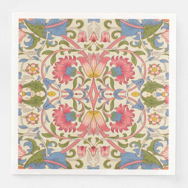 Servilleta De Papel De Cena William Morris Lodden Patrón Floral Pastel  (Anverso)