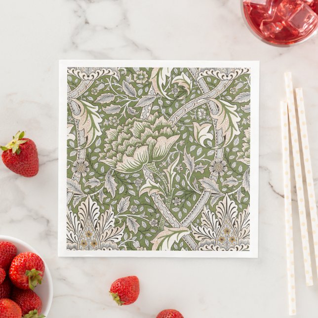 Servilleta De Papel De Cena : William Morris Windrush Patrón Verde: Vintage (In situ)