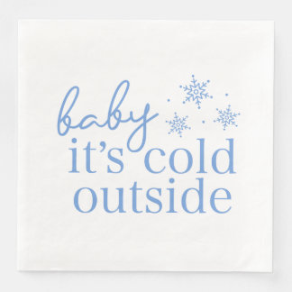 Servilleta De Papel De Cena Winter Baby Shower Blue Baby It's Cold Outside