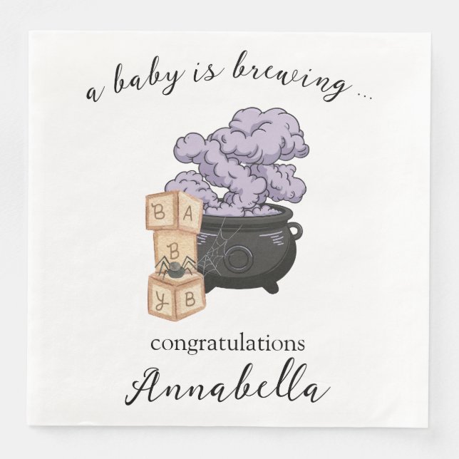 Servilleta De Papel De Cena Witch Cauldron Halloween Baby Shower (Anverso)