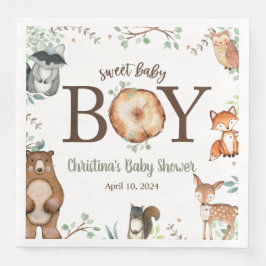 Servilleta De Papel De Cena Woodland Animals Baby Shower Napkins