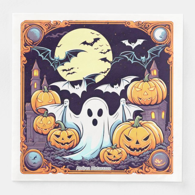 Servilleta De Papel De Cena Wow Halloween Thrill (Anverso)