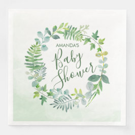 Servilleta De Papel De Cena Wreath de color de agua de Baby Shower