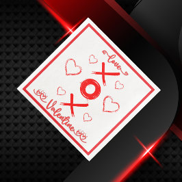 Servilleta De Papel De Cena XOXO de San Valentín con corazones en rojo |