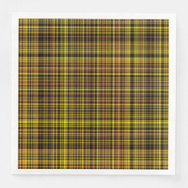 Servilleta De Papel De Cena Yellow Orange Black Plaid Pattern