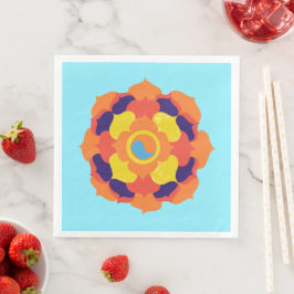 Servilleta De Papel De Cena Yin y Yang Mandala, una flor de Lotus colorida