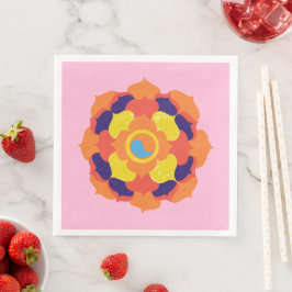 Servilleta De Papel De Cena Yin y Yang Mandala, una flor de Lotus colorida