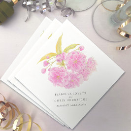 servilleta de papel de cerezo rosa boda