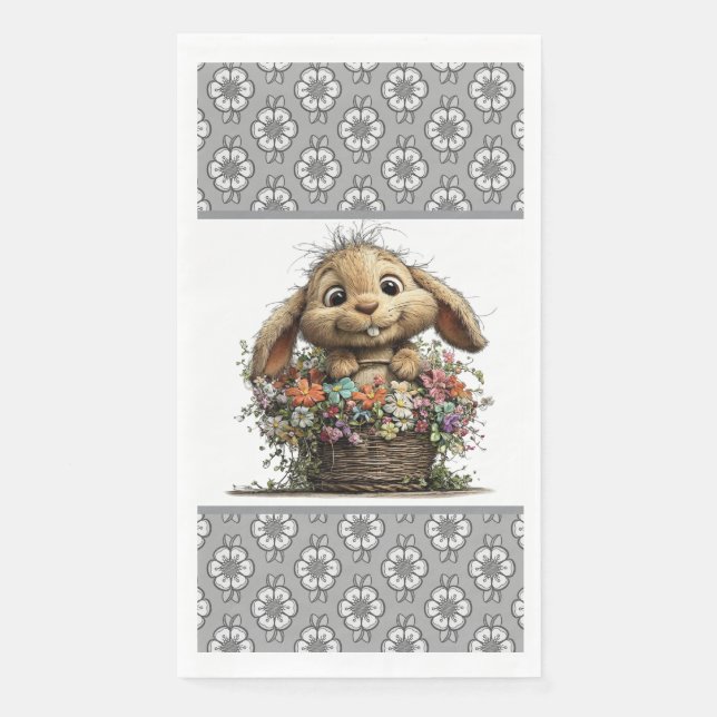 Servilleta de papel de conejo floral de Pascua (Anverso)