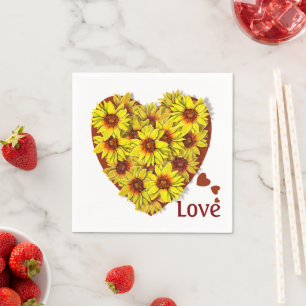 Servilleta de papel de corazón de girasol