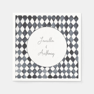 Servilleta de papel de diamante en blanco y negro