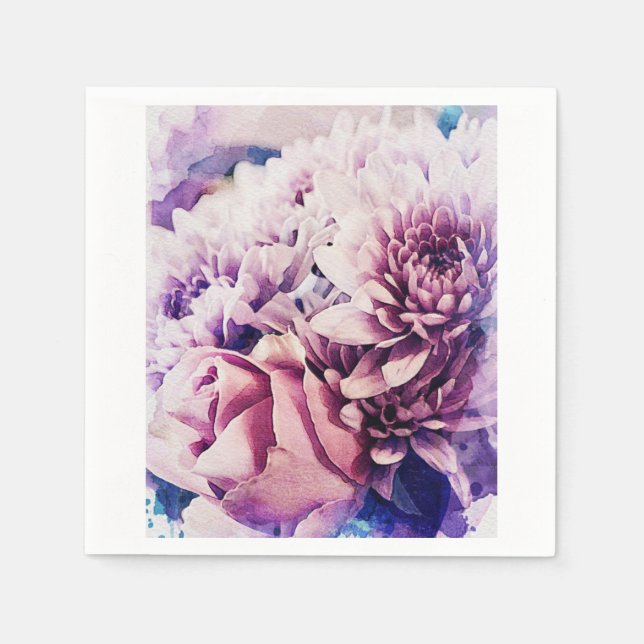 Servilleta de papel de flores rosa pálido con esti (Anverso)
