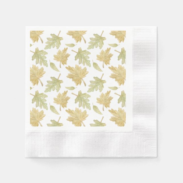 Servilleta de papel de hojas de acuarela de otoño (Anverso)
