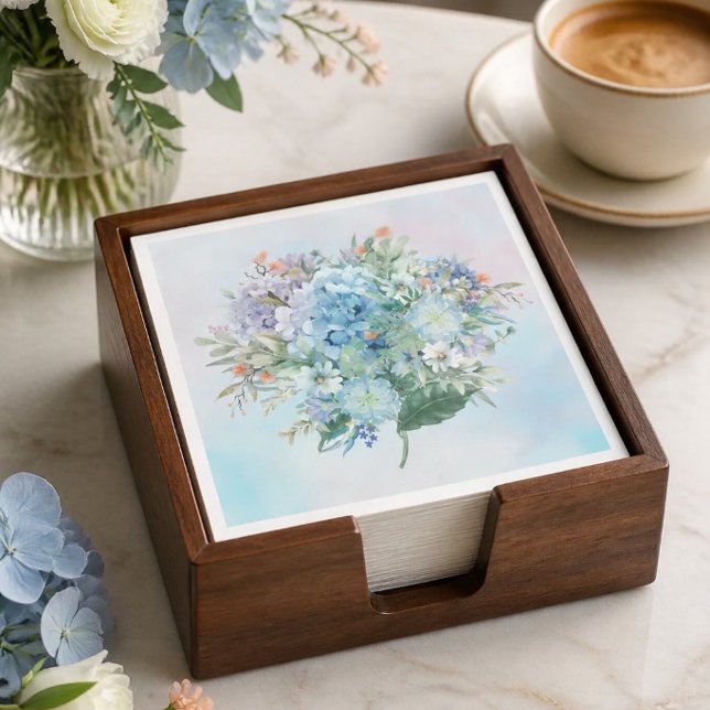 Servilleta de papel de hortensia azul acuarela (Subido por el creador)