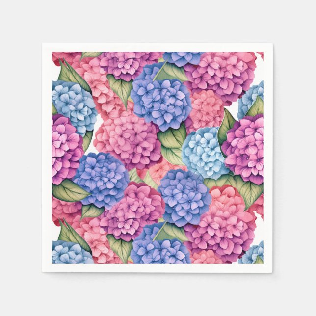 Servilleta de papel de Hortensia Rosa, Lluvia de B (Anverso)