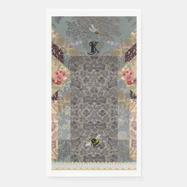 Servilleta de papel de jardín francés elegante (Anverso)