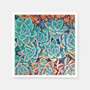 Servilleta de papel de los Succulents estilizados