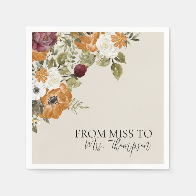 Servilleta De Papel De Miss a Sra. Fall Ivory Bridal Shower Paper (Anverso)