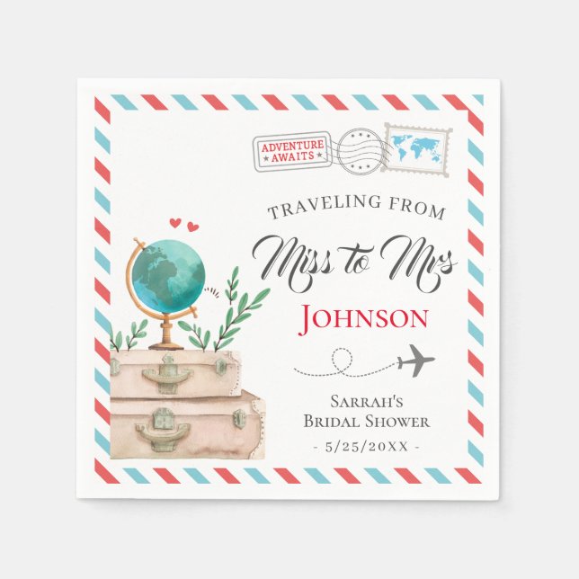 Servilleta De Papel De Miss a Sra. Travel Suites Bridal Shower (Anverso)