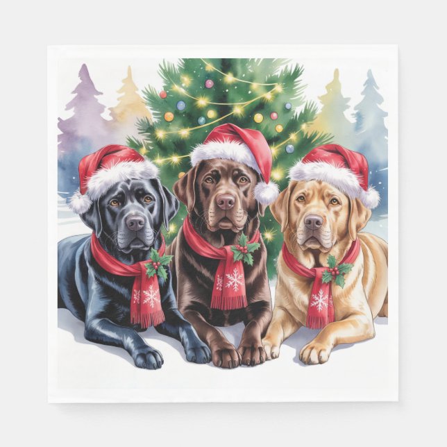 Servilleta de papel de Navidad de Labrador (Anverso)