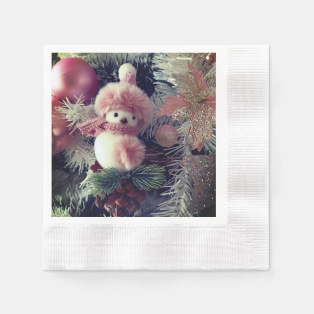 Servilleta de papel de Navidad de muñeco de nieve (Anverso)