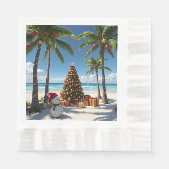 Servilleta de papel de Navidad de playa tropical c (Anverso)