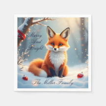 Servilleta de papel de Navidad de zorro de inviern