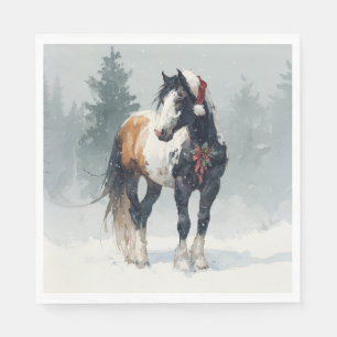Servilleta de papel de Navidad / Hermoso caballo d