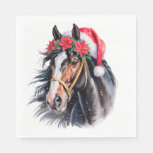 Servilleta de papel de Navidad / hermoso caballo p