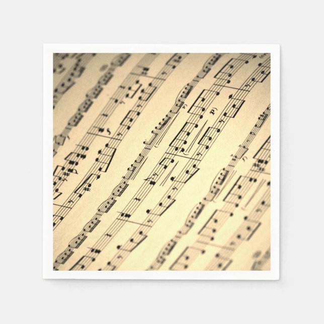 Servilleta de papel de partitura elegante dorada (Anverso)