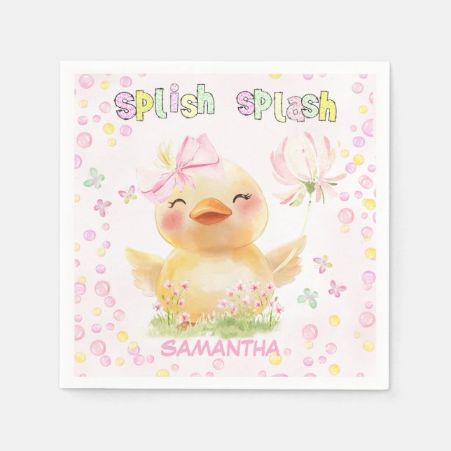Servilleta de Papel de Pato de Goma Rosa Personali (Anverso)