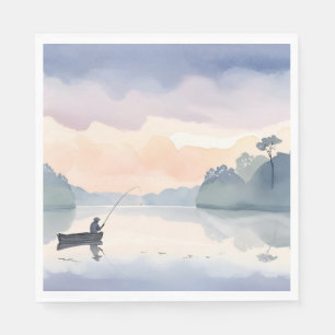 Servilleta De Papel De pesca Pintura en acuarela del lago Airy