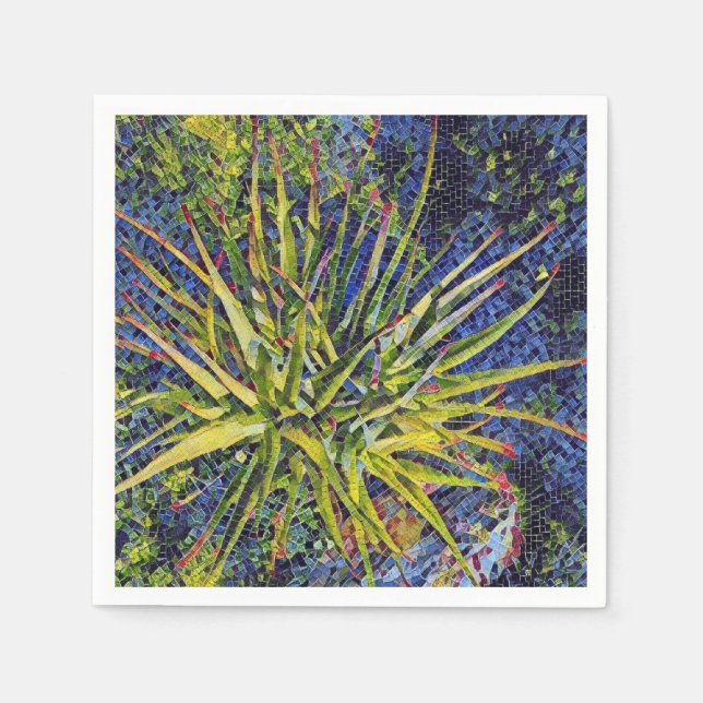 Servilleta de papel de planta de mosaicos de aloe  (Anverso)
