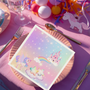 Servilleta de papel de princesa unicornio pastel