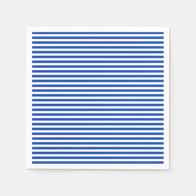 Servilleta de papel de rayas azules náuticas (Anverso)