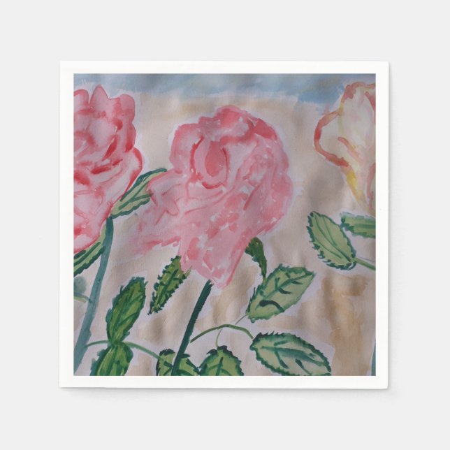 Servilleta de papel de rosas de verano abstractas (Anverso)