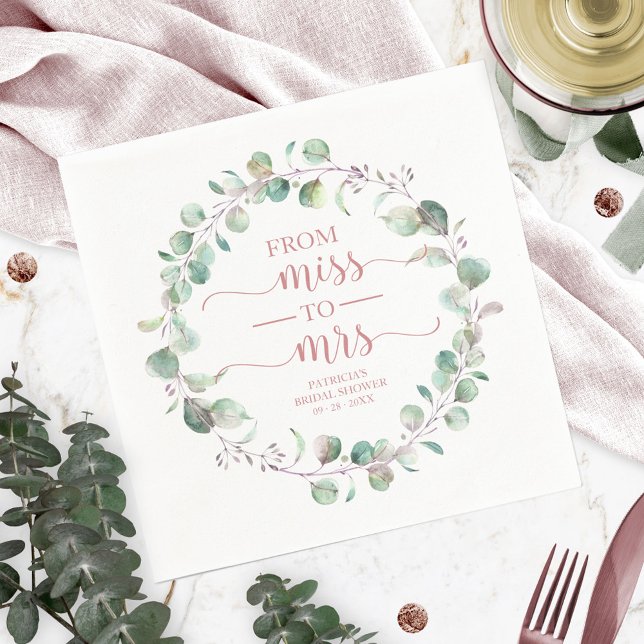 Servilleta De Papel De Señorita a Señora Greenery Eucalyptus Desayuno  (Subido por el creador)