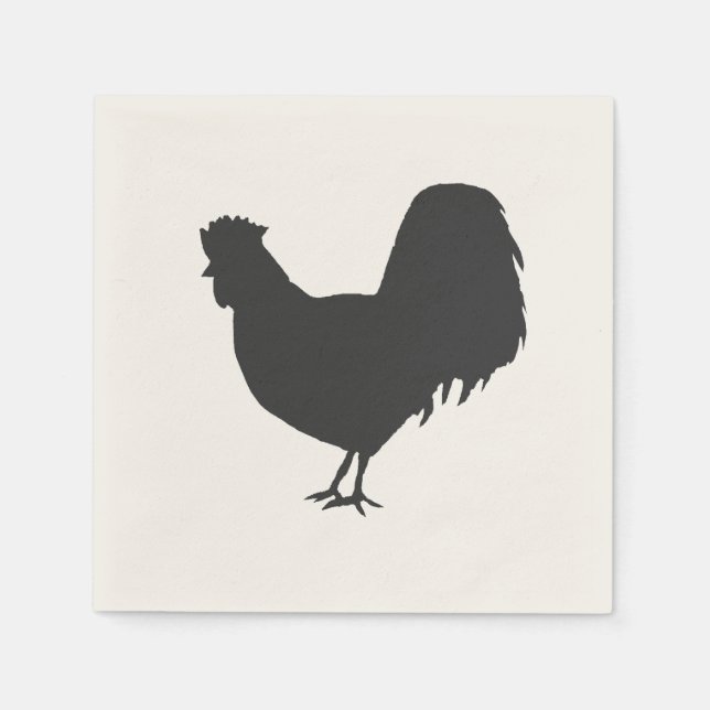 Servilleta de papel de silueta de gallo para fiest (Anverso)