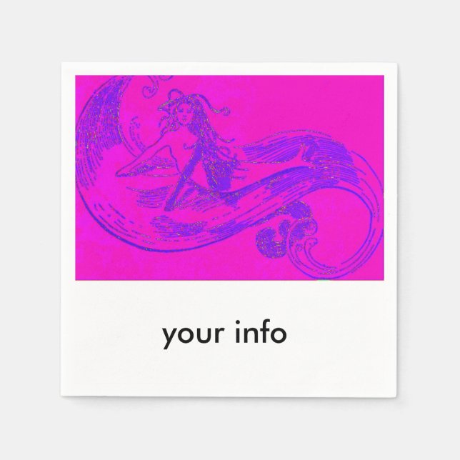 servilleta de papel de sirena rosa (Anverso)