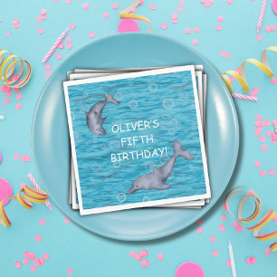 Servilleta De Papel Debajo Del Mar Con La Fiesta De Cumpleaños De Los 