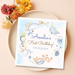 Servilleta De Papel Debajo del mar, fiesta de cumpleaños de vida en el