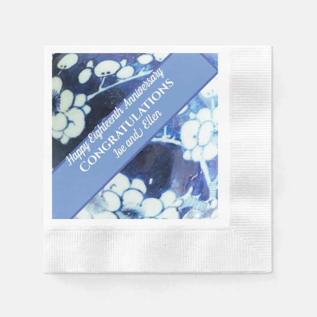 Servilleta De Papel Decimoctavo Aniversario de Boda  (Anverso)